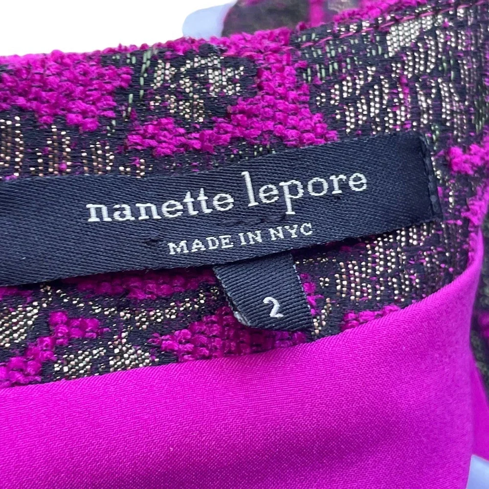 Nanette Lepore Fuchsia and Black Lace Midi Dress - Picture 3 of 15